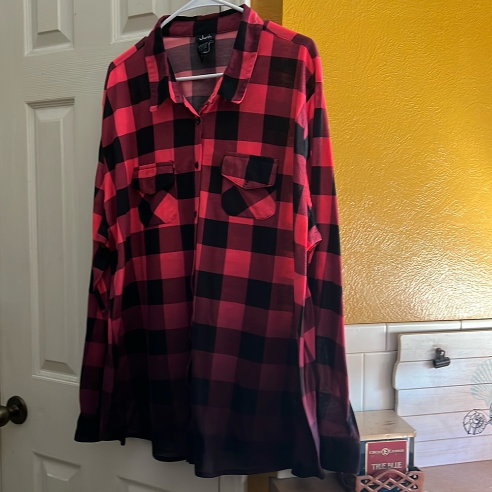 COPY - Womens Justify long sleeve blouse size 3X black and unique pink